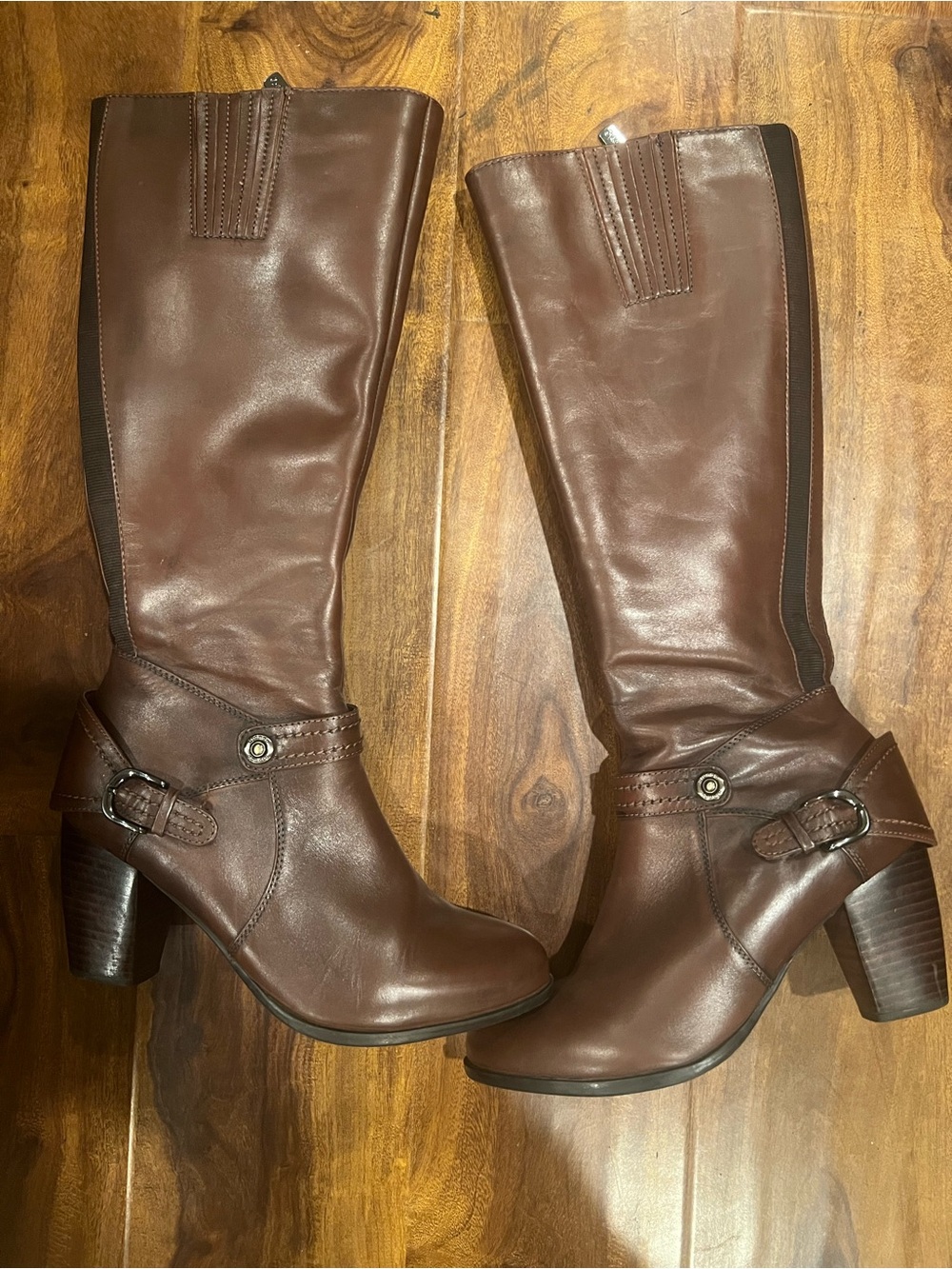 Blondo Brown Leather Mid-Calf Heeled Boots